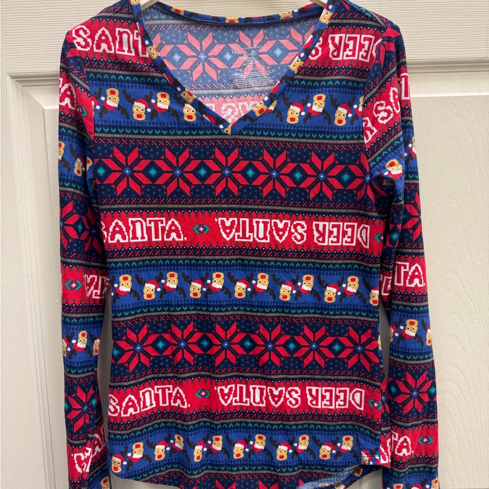 No Boundaries Geometric Holiday Top - Blue & Pink